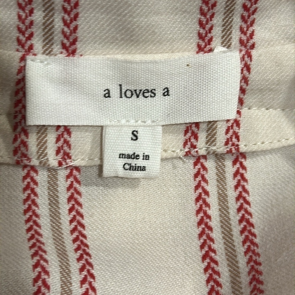 A Loves A Women's Striped Shirt Dress Size S Maroon Cream Knee Length - EUC - Picture 8 of 11